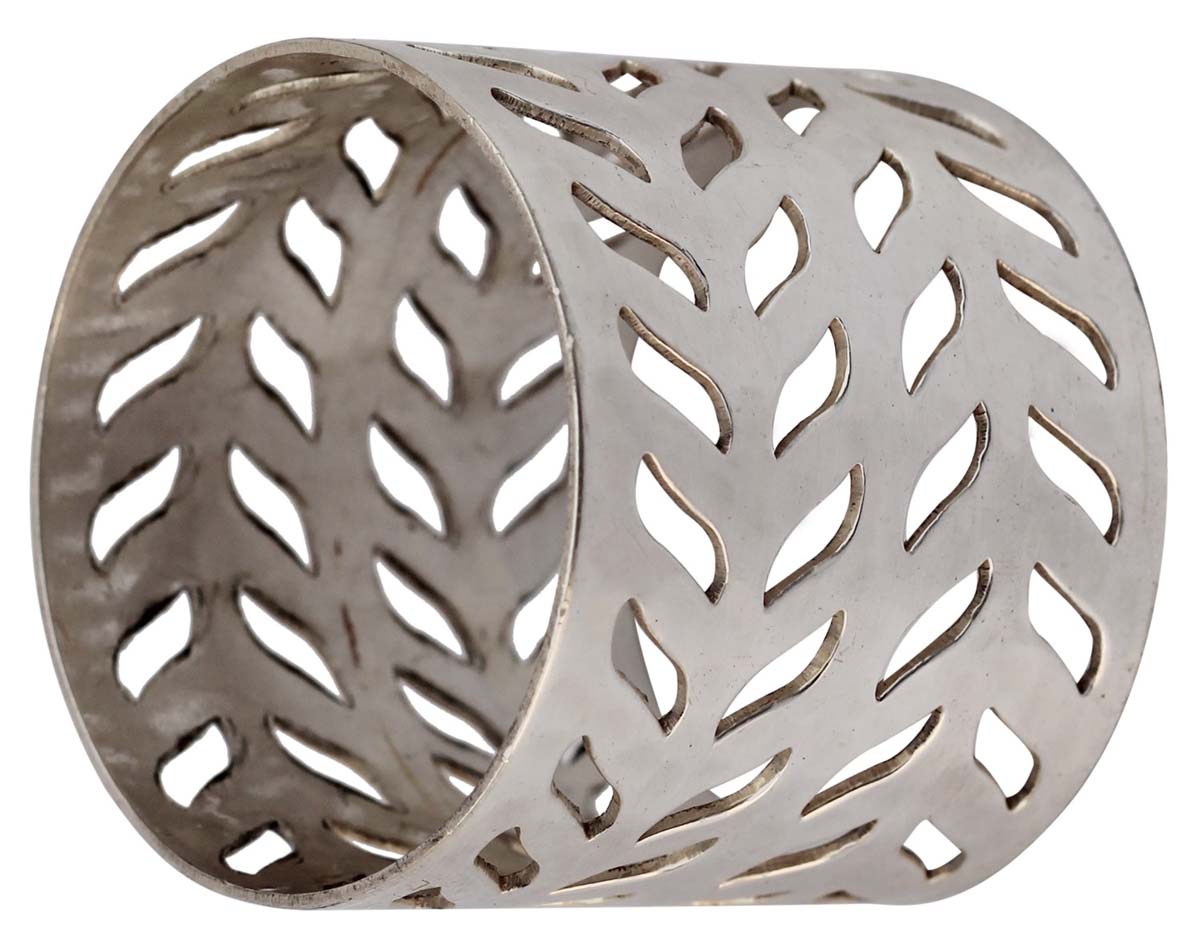 Buy in Bulk - Metal Napkin Rings - Cast in Brass - Nickel Plated - Hammered Effect & Leafy Cut-Out Motifs